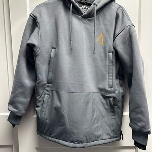 Men's Gray Ski & Snowboard Hoodie with Orange Accent